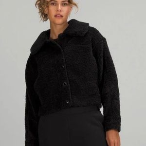 Lululemon Textured Fleece Button Jacket, black, size 10